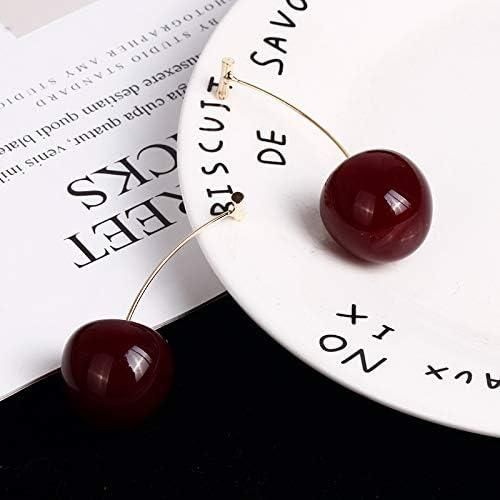 3D Red Cherry Drop Earrings Fruit Gold Dangle - OMG! Deals