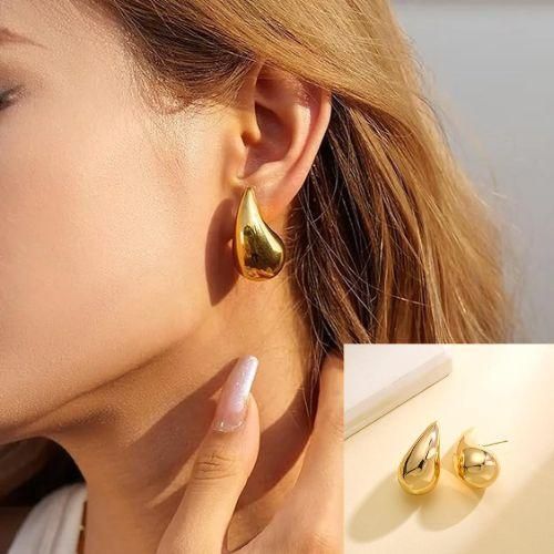 Sparkle Your Way Bottega Inspired Celebrity Style Teardrop Gold Earrings For Girls And Women