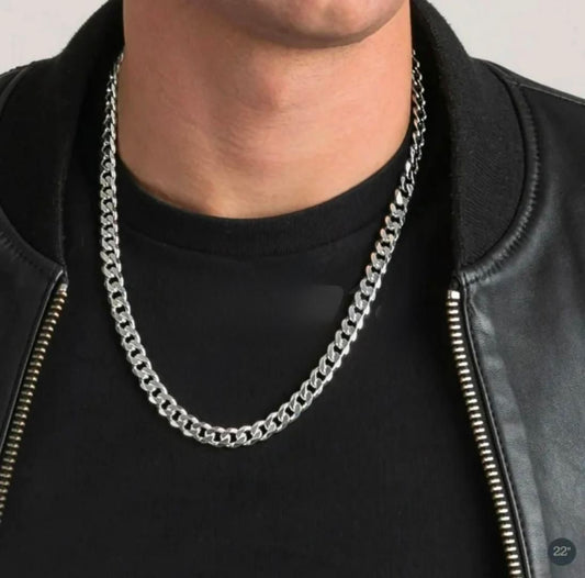 Silver Plated Cuban Style Thick & Heavy Chain For Men