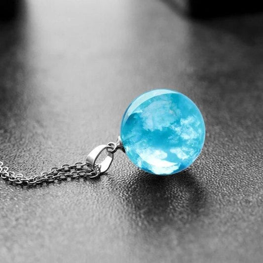 Creative Handmade Jewelry Blue Sky and White Clouds With Chain