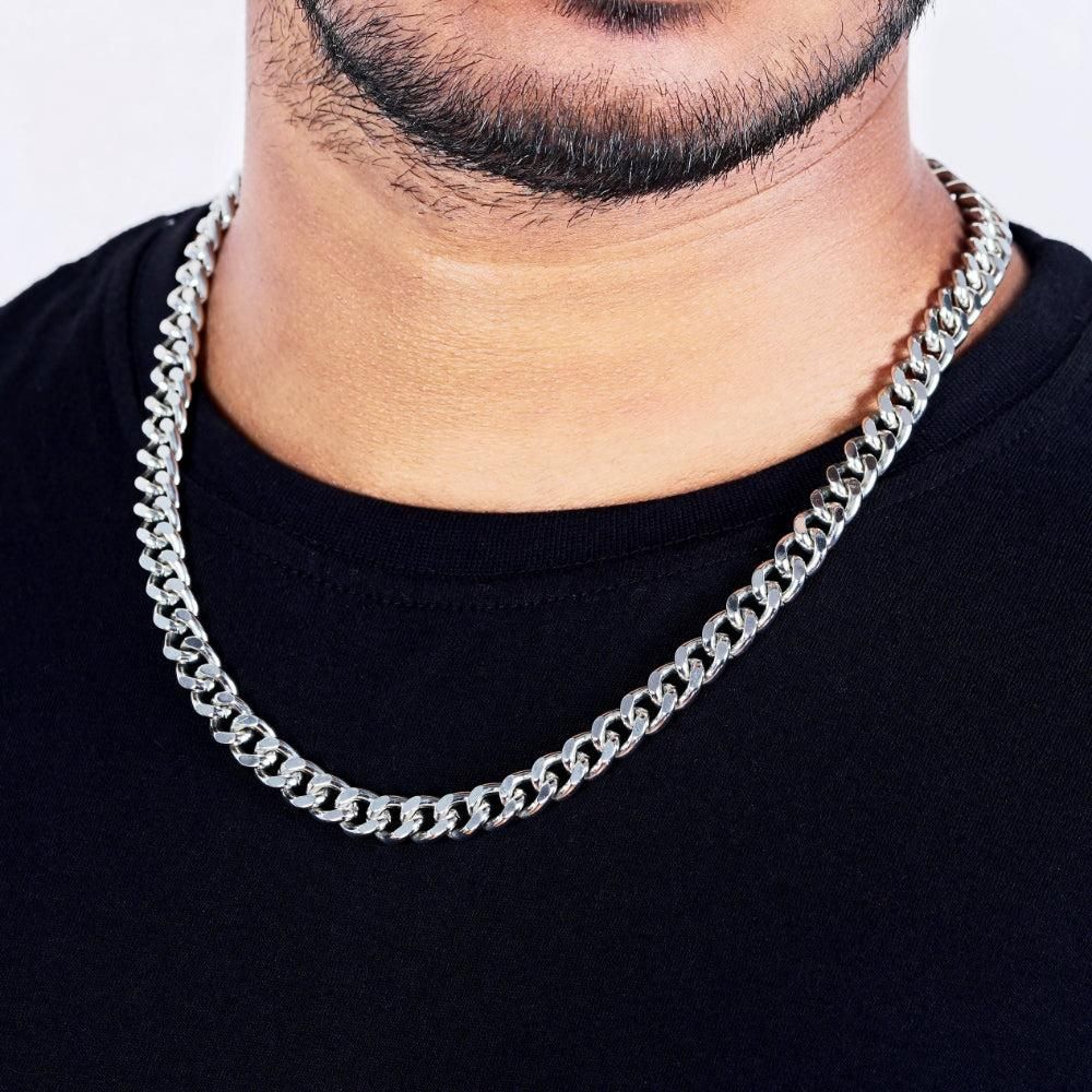 Silver Plated Cuban Style Thick & Heavy Chain For Men