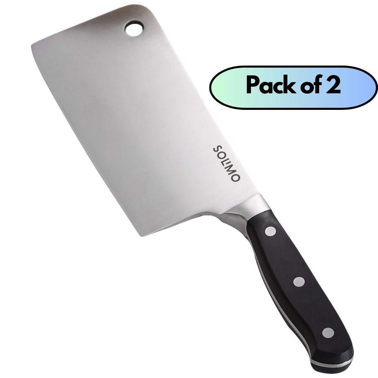 High-Carbon Stainless Steel Meat Cleaver/Knife Pack of 2