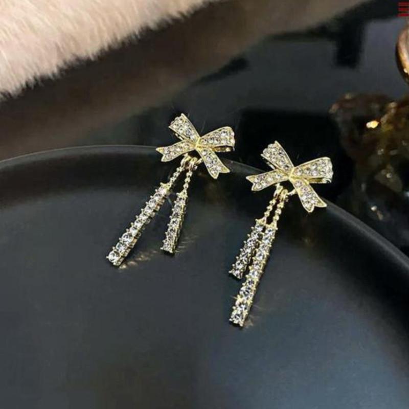 Bow Earrings Luxury Crystal Women's Pendants - OMG! Deals