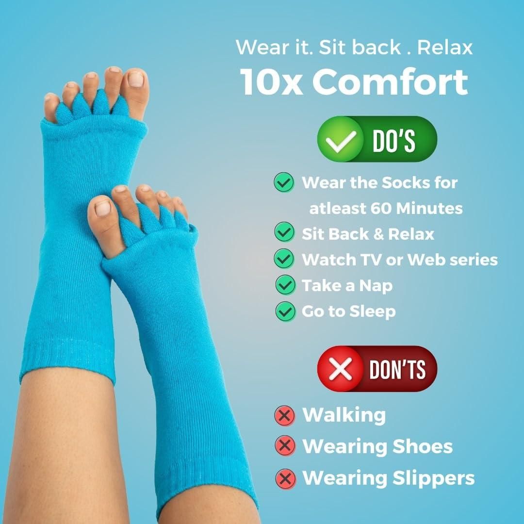 Cotton Foot Alignment Socks - 5 Toe Separator - OMG! Deals