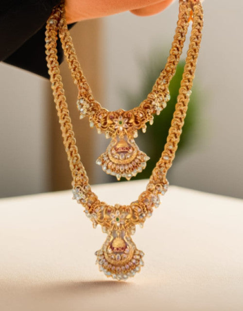 Fancy Gold-Plated Pearl Jewellery Set