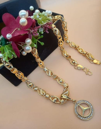 Gold-Plated Badam Koyali Pendant and Chain