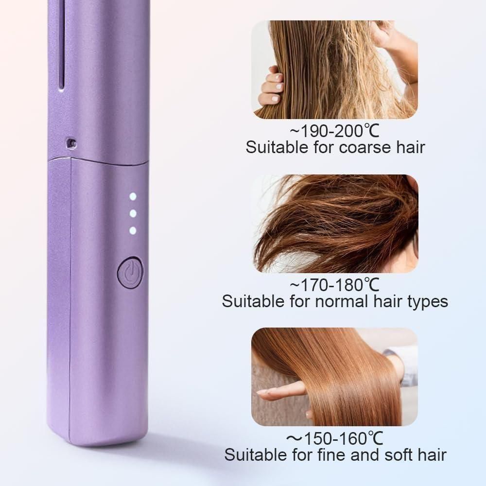 Meneflix Portable Mini Hair Straightener Cordless Rechargeable Mini Adjustable Hair Straightener Hot Comb - OMG! Deals