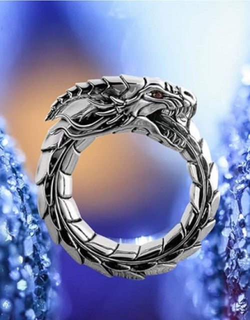 Punk Rings for Men Women Sleeping Dragon Ring