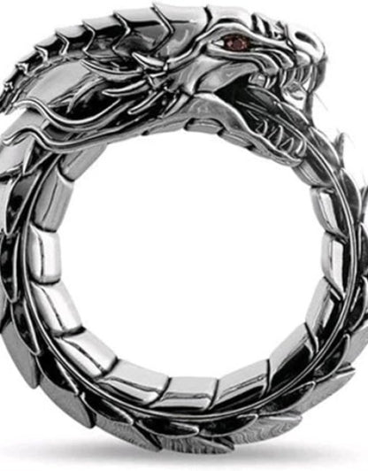 Punk Rings for Men Women Sleeping Dragon Ring