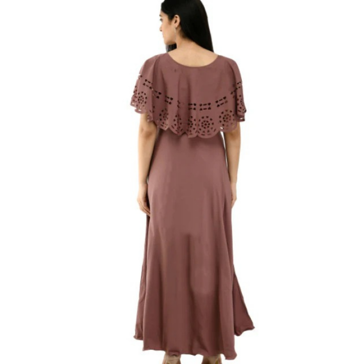 Women Solid Brown Maxi Dress