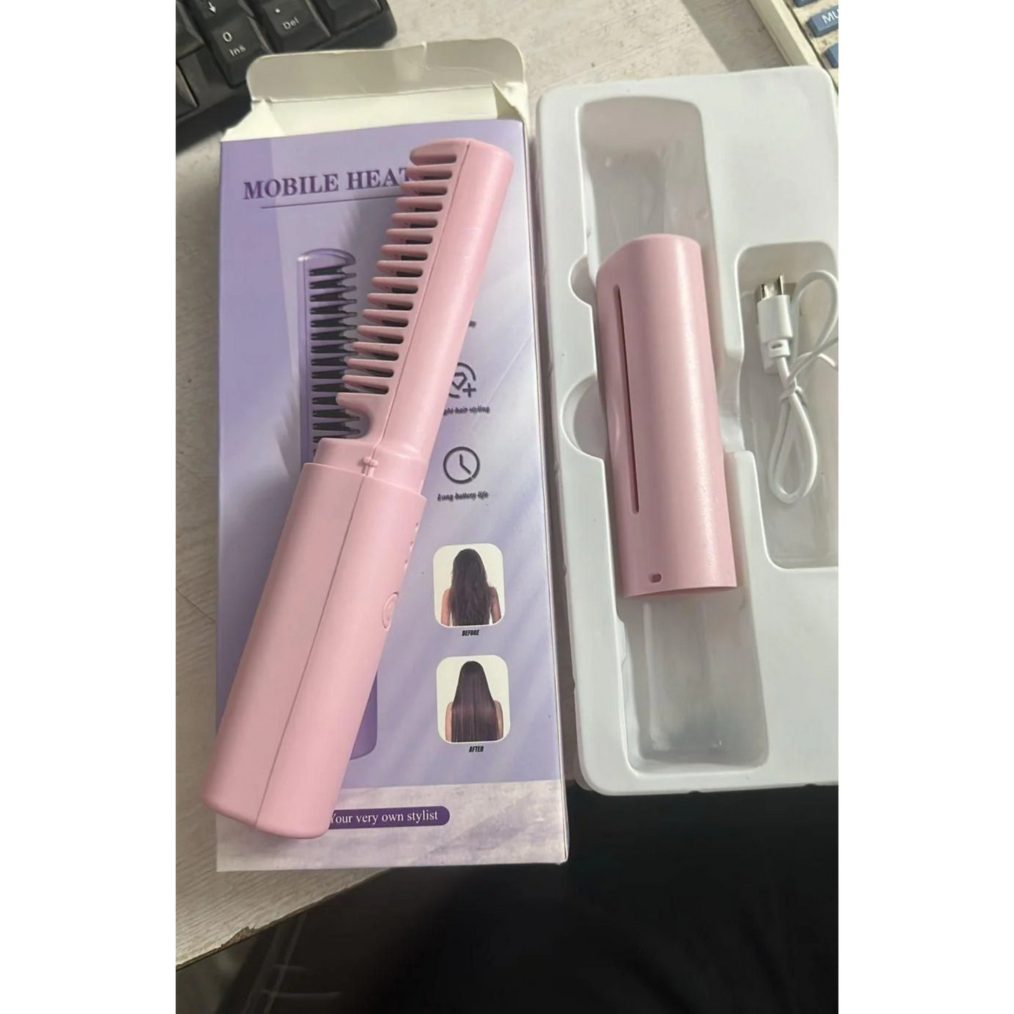 Portable Mini Hair Straightener Cordless Rechargeable Mini Hair Straightener Comb