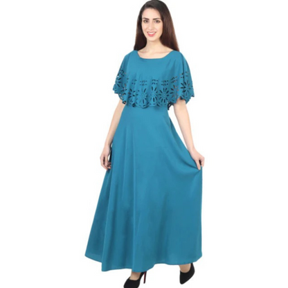 Women Solid Light Blue Maxi Dress