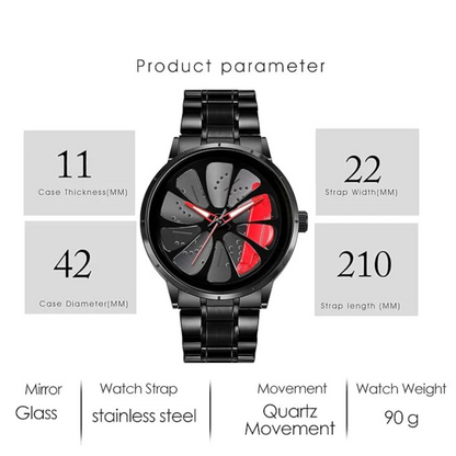 Men's Sports Car Rim Watch with Spinning Dial