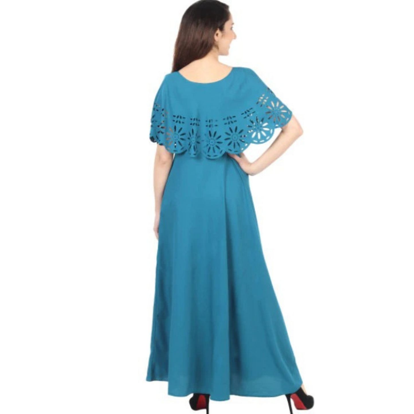 Women Solid Light Blue Maxi Dress