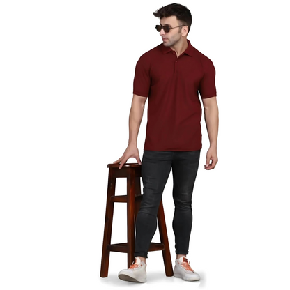 Men's Half Sleeves Polo Neck T-shirt