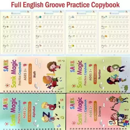 Magic Sank Practice Copybook – Calligraphy Learning Made Fun! Set of 4