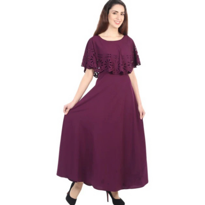 Women Solid Maroon Maxi Dress