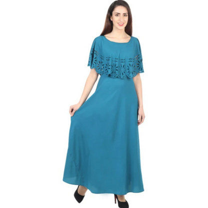 Women Solid Light Blue Maxi Dress