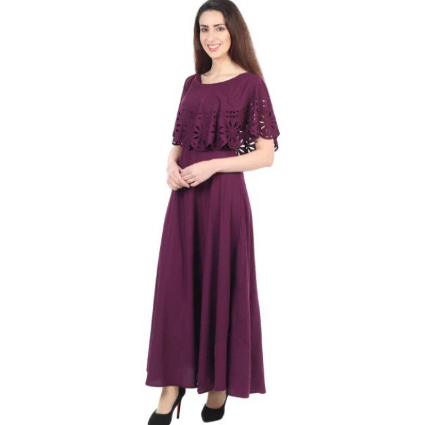 Women Solid Maroon Maxi Dress