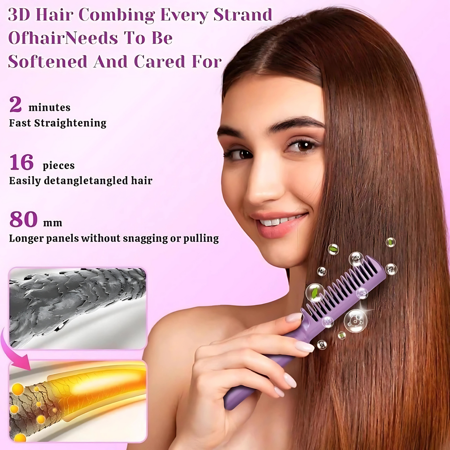 Portable Mini Hair Straightener Cordless Rechargeable Mini Hair Straightener Comb