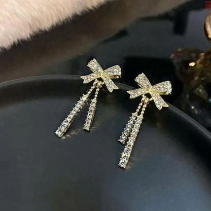 Bow Earrings Luxury Crystal Women's Pendants