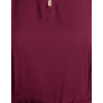 Women Casual Solid Maroon Sleeveless Full Length Crepe Jumpsuit