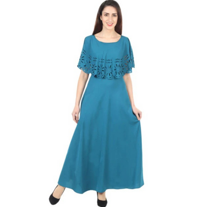 Women Solid Light Blue Maxi Dress