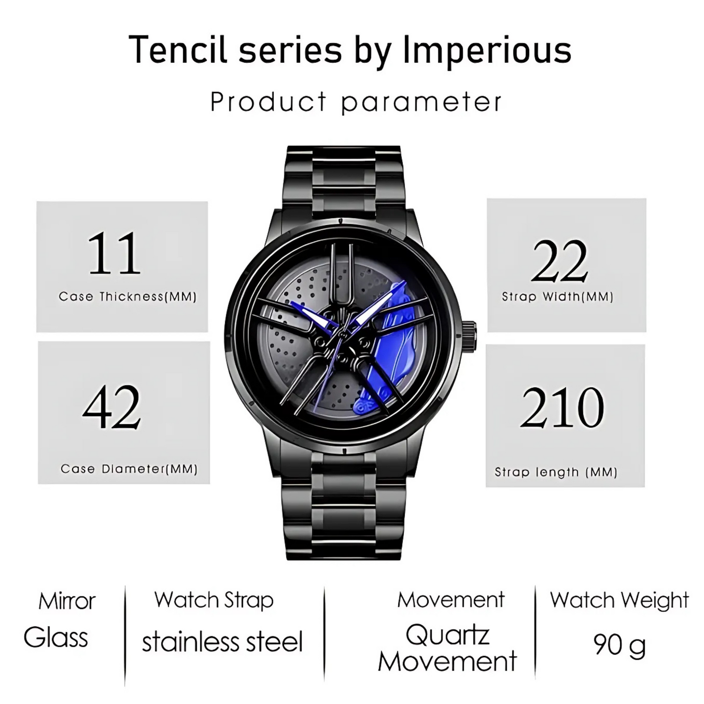 Men's Sports Car Rim Watch with Spinning Dial