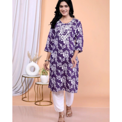 Women Cotton Rayon Kurta Pant Dupatta Set