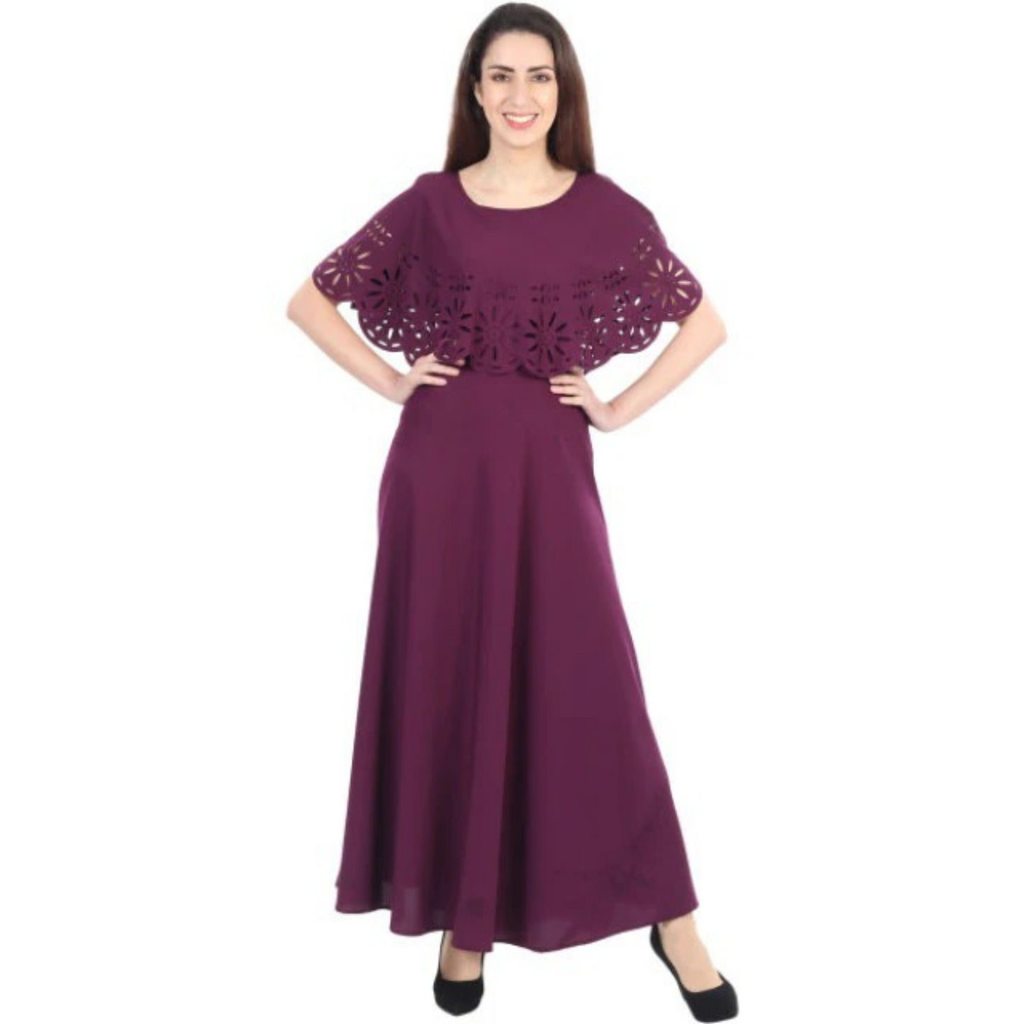 Women Solid Maroon Maxi Dress