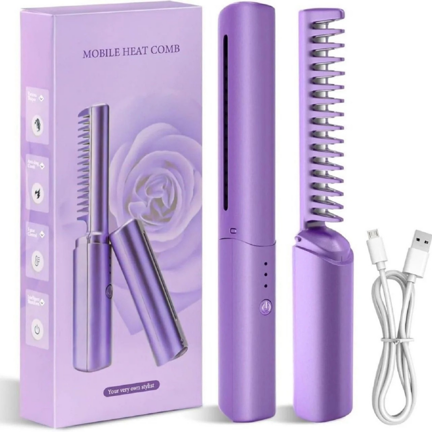 Portable Mini Hair Straightener Cordless Rechargeable Mini Hair Straightener Comb