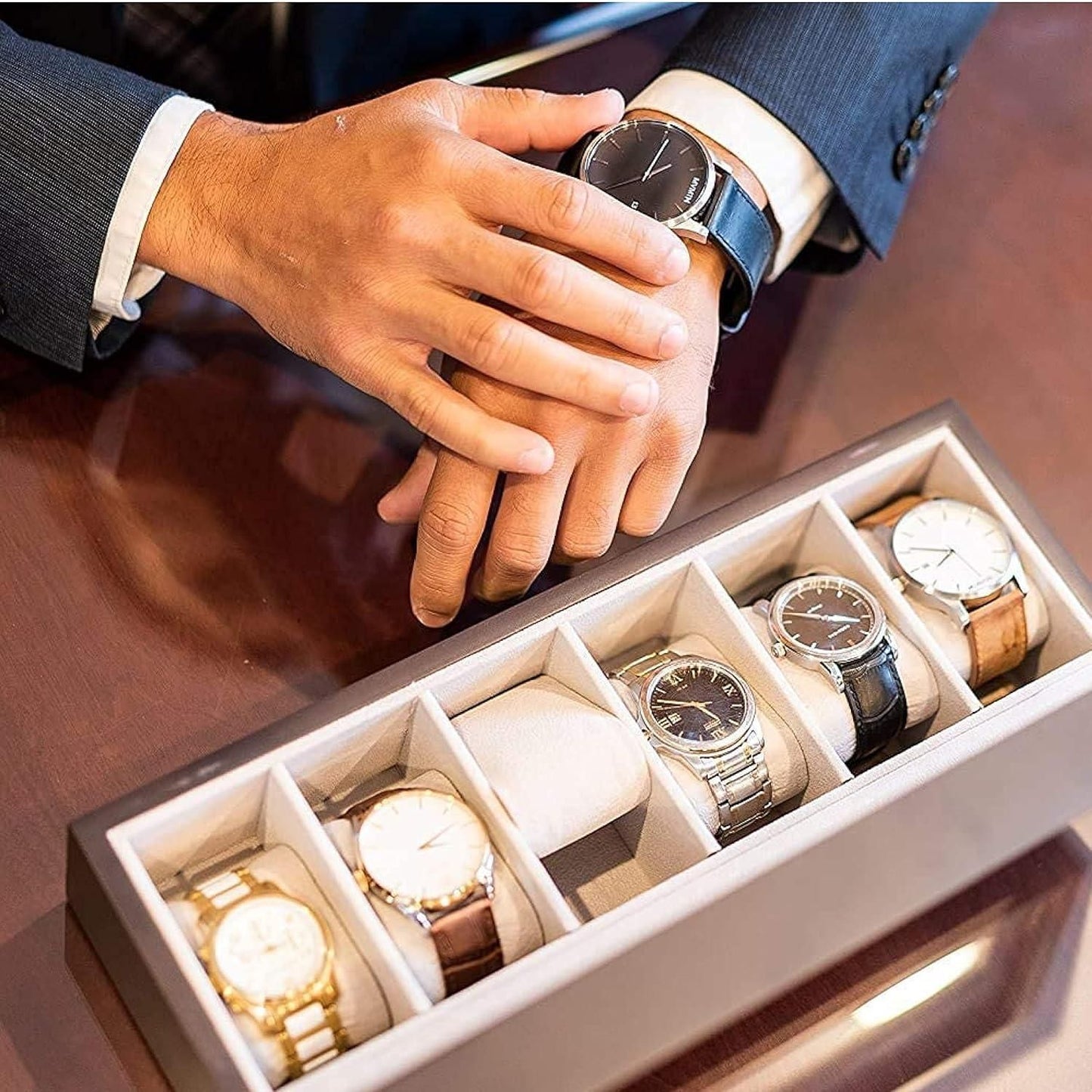 Wood Watch Box with Glass Display Organizer - OMG! Deals