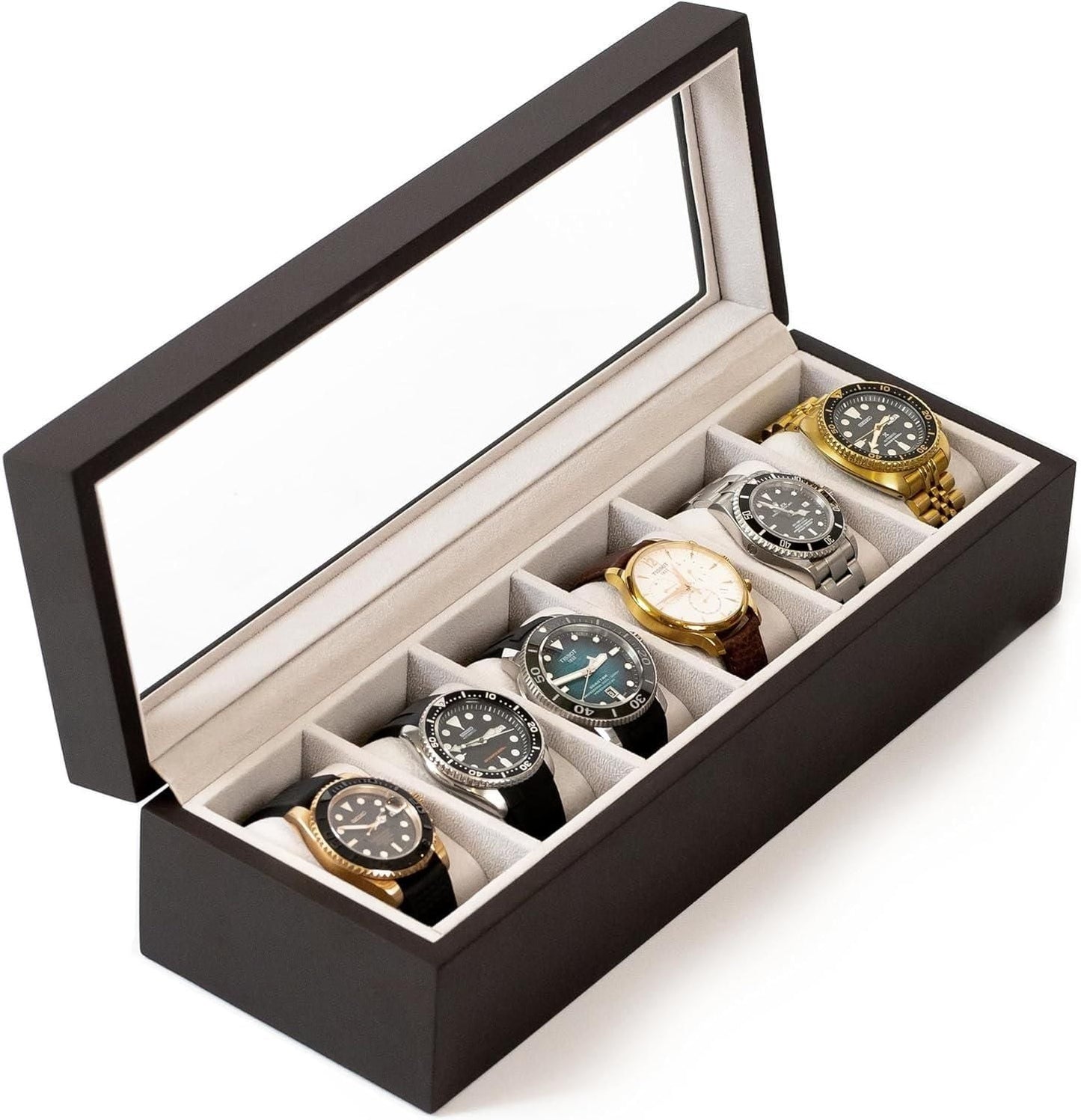 Wood Watch Box with Glass Display Organizer - OMG! Deals