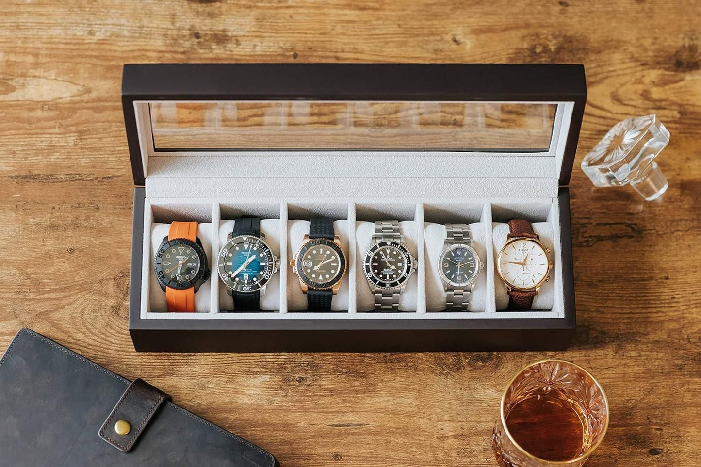 Wood Watch Box with Glass Display Organizer - OMG! Deals